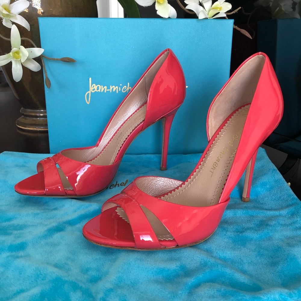 Jean-Michel Cazabat D’Orsay Heels EU 38 (US 7.5) Coral patent, Brand New.